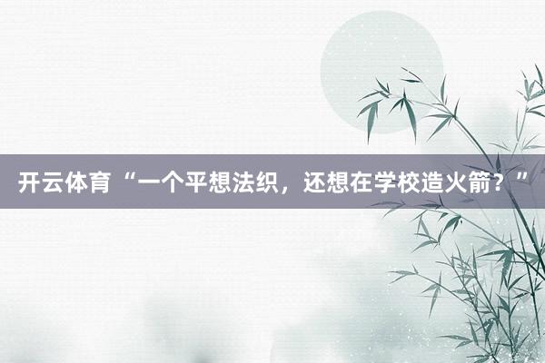 开云体育 “一个平想法织，还想在学校造火箭？”