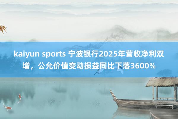 kaiyun sports 宁波银行2025年营收净利双增，公允价值变动损益同比下落3600%
