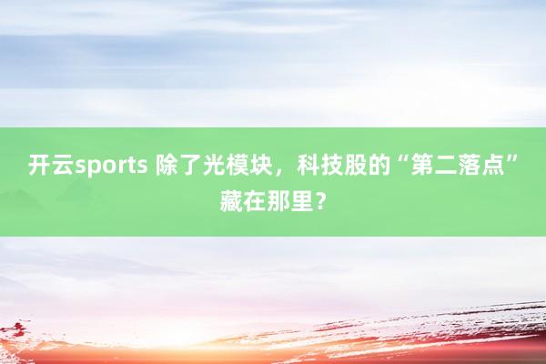 开云sports 除了光模块，科技股的“第二落点”藏在那里？