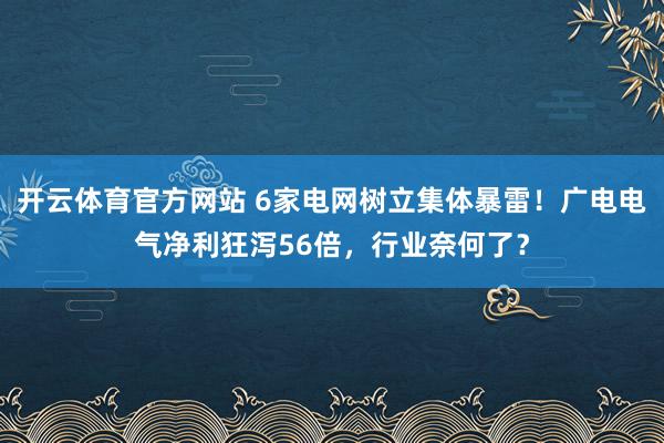 开云体育官方网站 6家电网树立集体暴雷！广电电气净利狂泻56倍，行业奈何了？