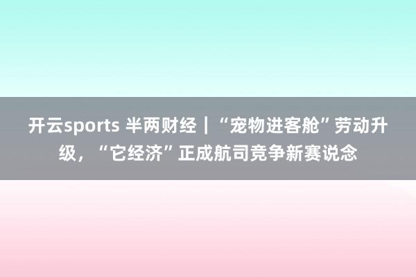 开云sports 半两财经｜“宠物进客舱”劳动升级，“它经济”正成航司竞争新赛说念