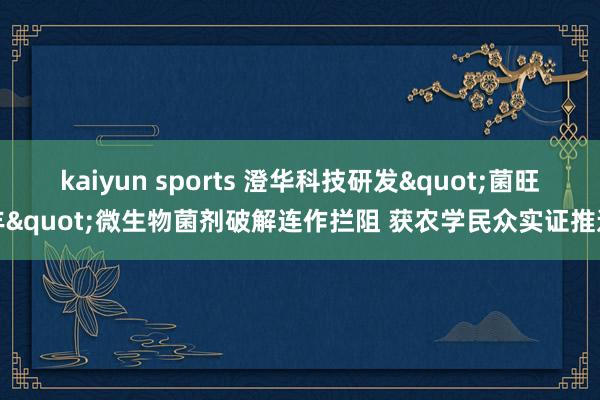 kaiyun sports 澄华科技研发"菌旺丰"微生物菌剂破解连作拦阻 获农学民众实证推选
